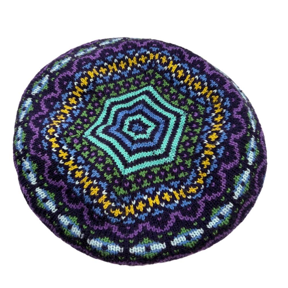 Joe Boxer Purple Fair Isle Knit Beret Hat OSFM Acrylic Boho Tam